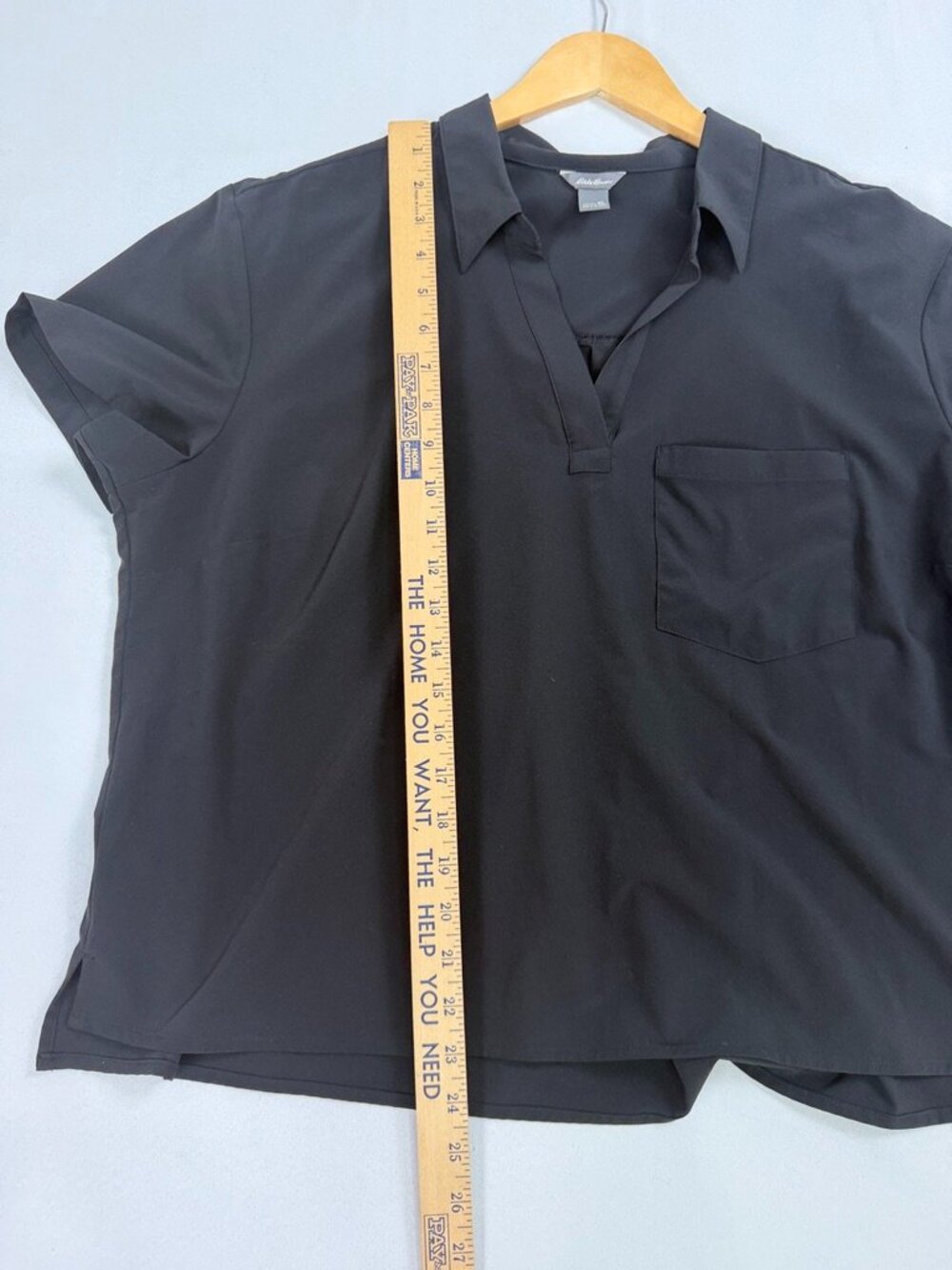 Eddie Bauer Black Stretch Collared Pocket Blouse XL - Picture 6 of 7